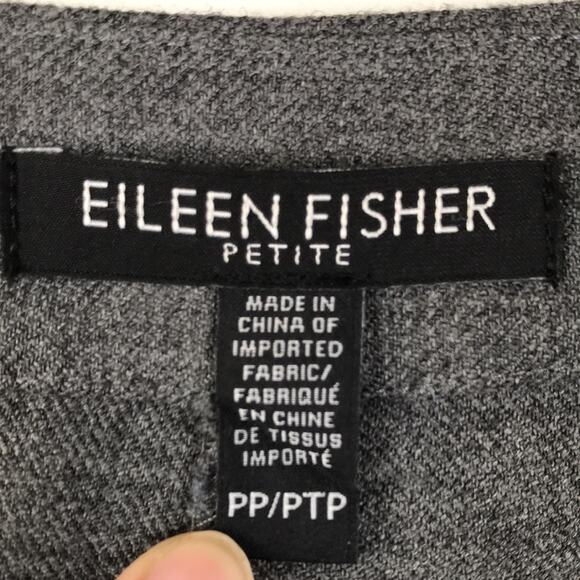 Eileen Fisher Wool Wide Leg Wrap Pant Mid Rise Crop Charcoal Gray PP FLAW - Picture 10 of 15